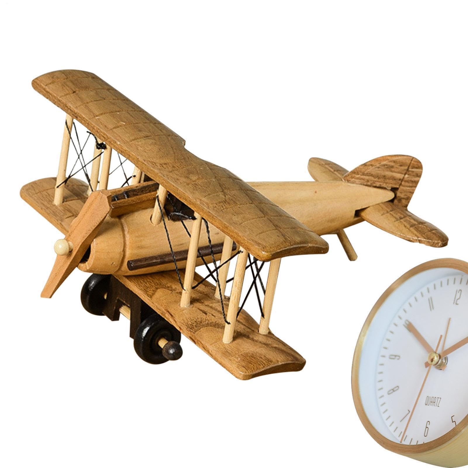 Retro Wooden Plane - Wood 30x27x10cm Aircraft Model Handcrafted Desktop Decoration Wooden Airplane Model Vintage Style Ornament | for Kids Adults Boys Girls Birthday Gift Home Office Decor