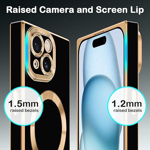 Miniatura 6 de PSIOXY Funda magnética cuadrada para iPhone 15 compatible con Magsafe compatible con carga inalámbrica protección a prueba de salpicaduras TPU suave