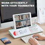 TSJ OFFICE Small Desktop Whiteboard -Glass Dry Erase Board Computer Keyboard Stand White Board Surface Pad with Drawer, Desk Organizers with Accessories for Office, Home, School Supplies - Green