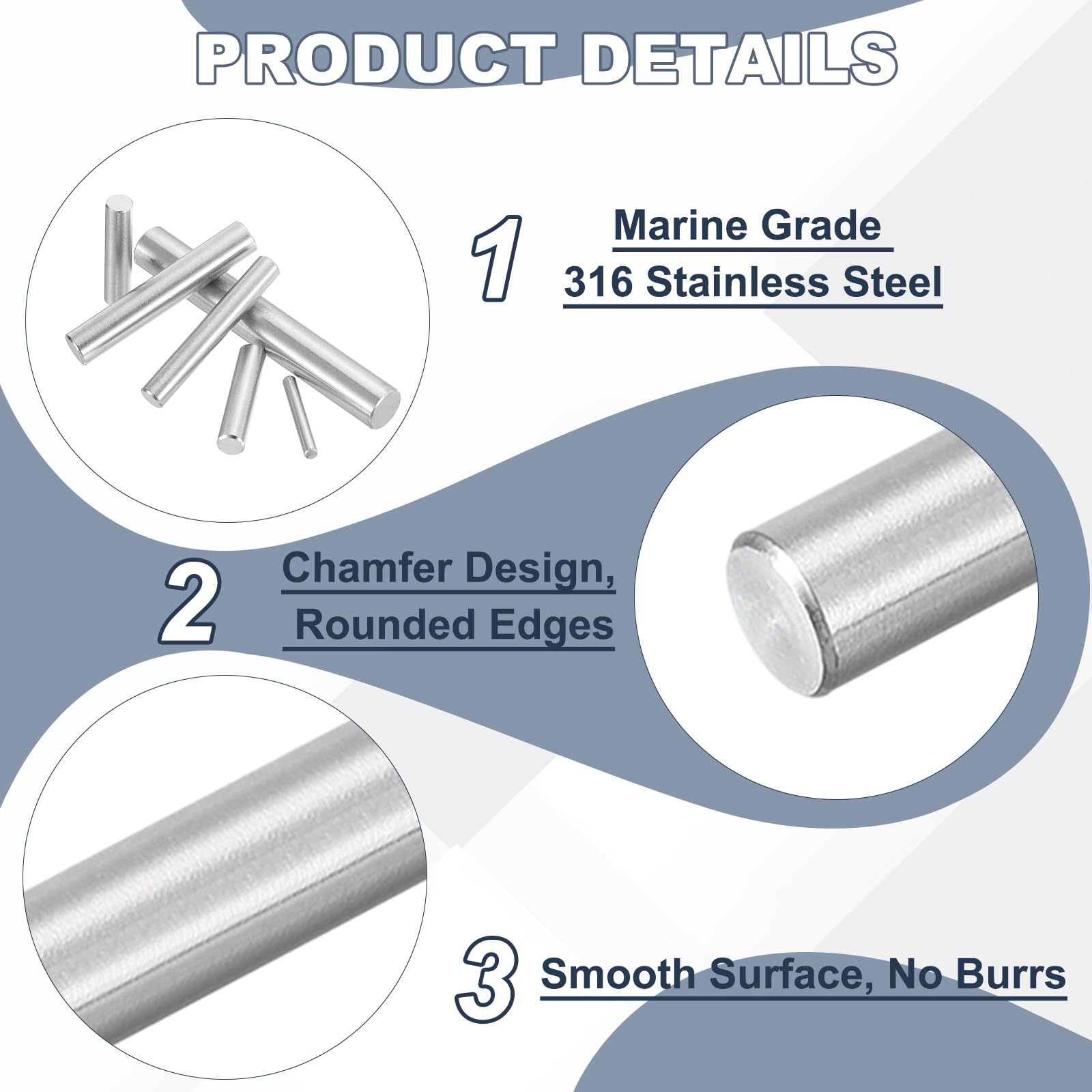 PATIKIL 20 Pcs Spinotti In Acciaio Inossidabile 316 Marine Grade, 6mm x 30mm Barre Metalliche Tonde Aste Lineari Per Supporti Mensole Fai Da Te Ingranaggi Artigianato