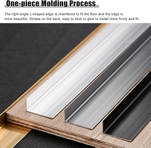 Miniatura 4 de ETULLE Borde de tira de transición de piso de aluminio, resistente al agua, reductor de umbral de madera a azulejos, para puertas delanteras (color