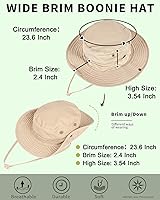 Vista 3 de Sombreros de sol para hombres y mujeres, sombrero de cubo UPF 50+, sombrero Boonie plegable, protección UV, senderismo, playa, pesca, safari