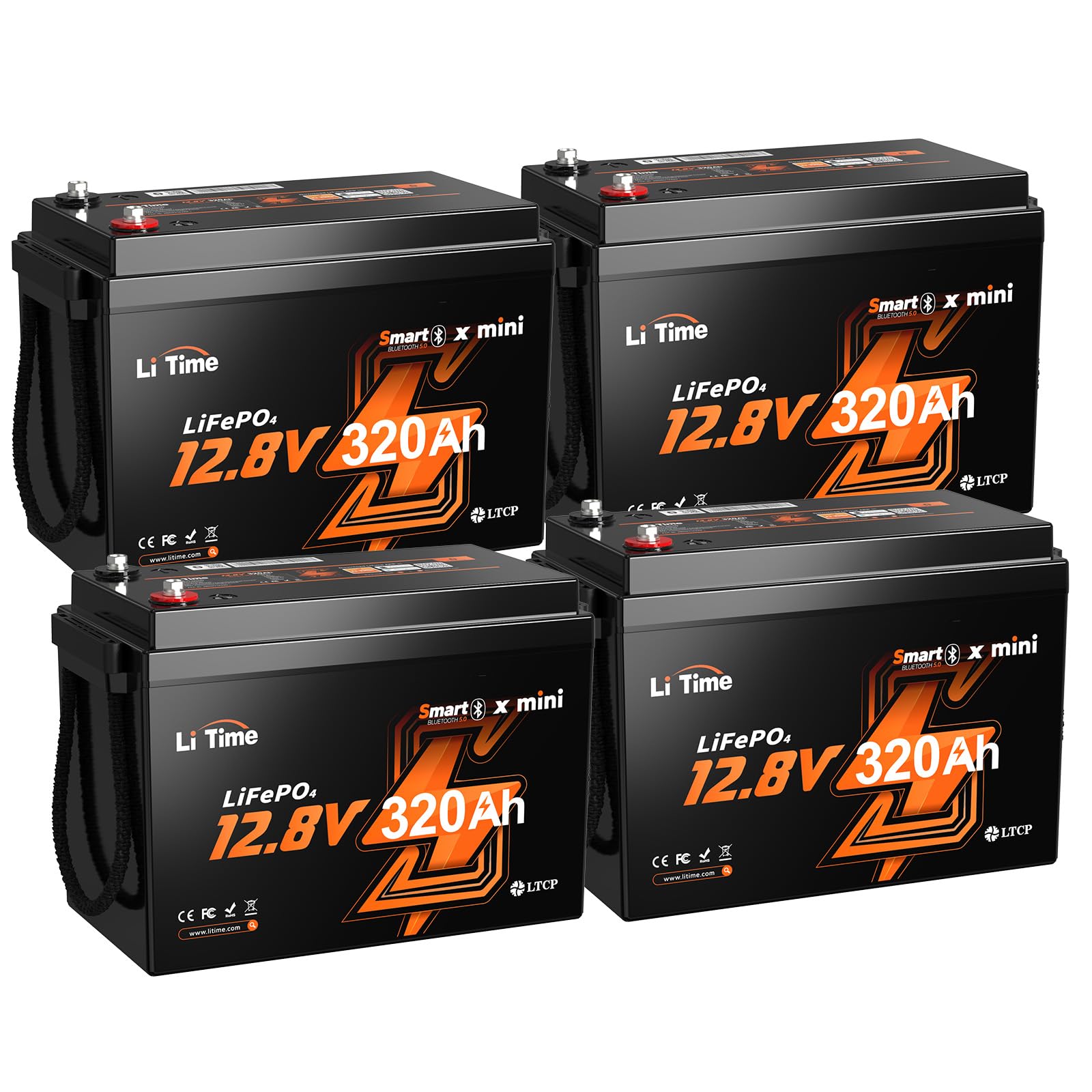 Litime 12V 320Ah Mini LiFePO4 Battery for RV Solar Home Backup-4Pack