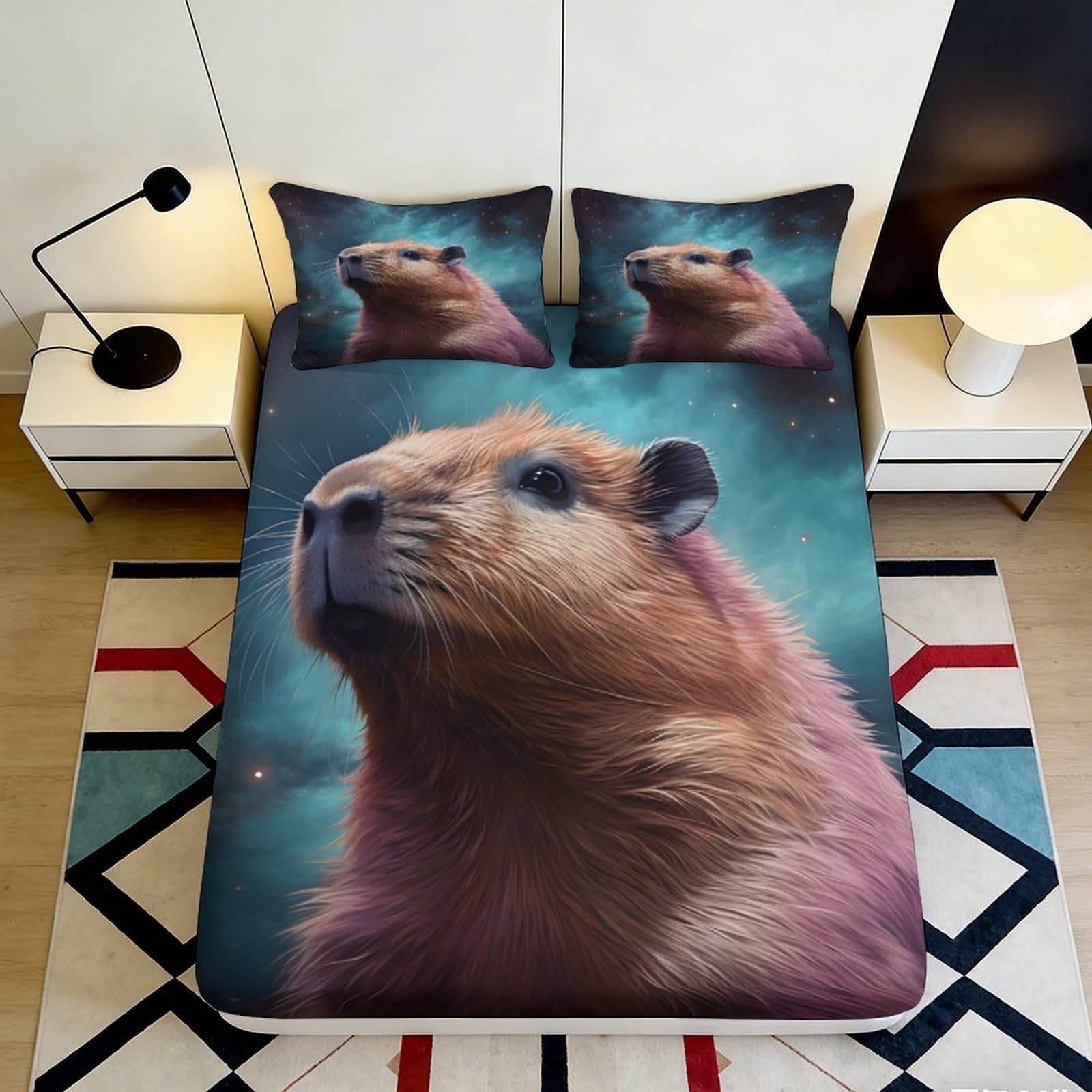 Jqzkxnhpbr Style-10 3D Printed Capybara Forest Fitted Sheet Microfiber Soft Breathable Nature Scene Mattress Cover For Bedroom Dorm Decor 90X200x25cm