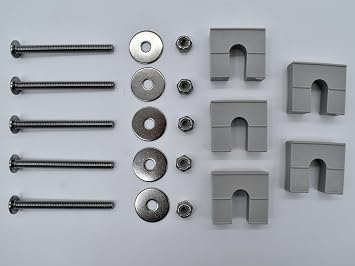 Pontoon Fence Riser & Bolt Kit Silver 3/8" Risers with 5" Bolts 32-Pack Lift & Level Pontoon Fencing