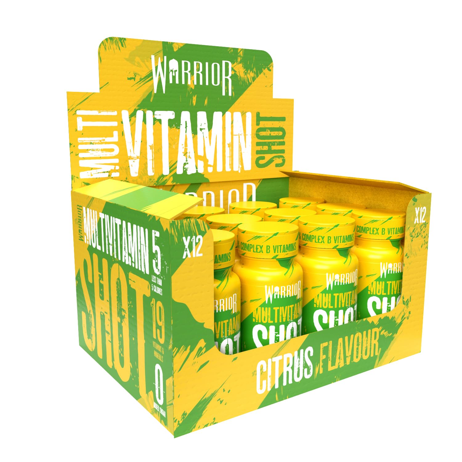 Warrior Multivitamin Shot 12 x 60ml – Vitamin & Mineral Complex for Men and Women, B9 (Folic Acid), Zinc, Biotin, Magnesium and More. Liquid with No Added Sugar, Less Than 5 Calories (Citrus)