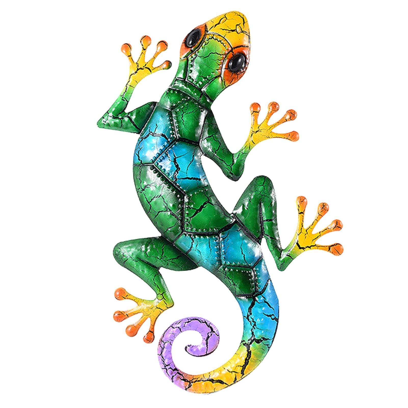 Klomveris Metal Gecko Wall Decor, 17 Inches Lizard Garden Art Hanging Gecko Wall Decor Set, Metal DIY Craft for Terraces, Garden, Walls, Doors, Windows, Bedrooms(COLOR:Green)