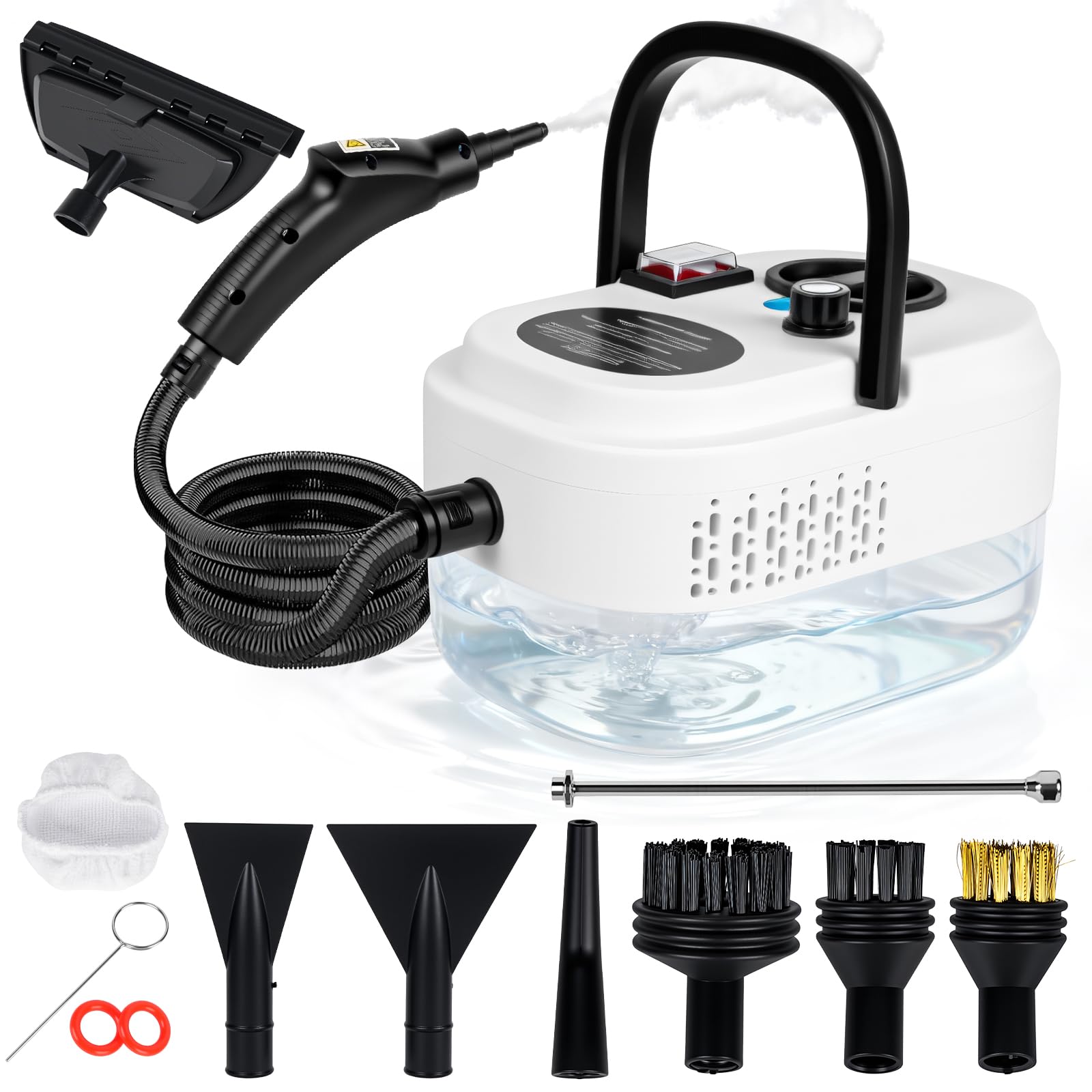 Nettoyeur Vapeur Portable 2500W - 3.5 Bar Pression - 6 Niveaux Réglables - 15s Chauffage Rapide - Réservoir 1200ml - Idéal Voiture, Climatisation, Salle de Bain & Cuisine