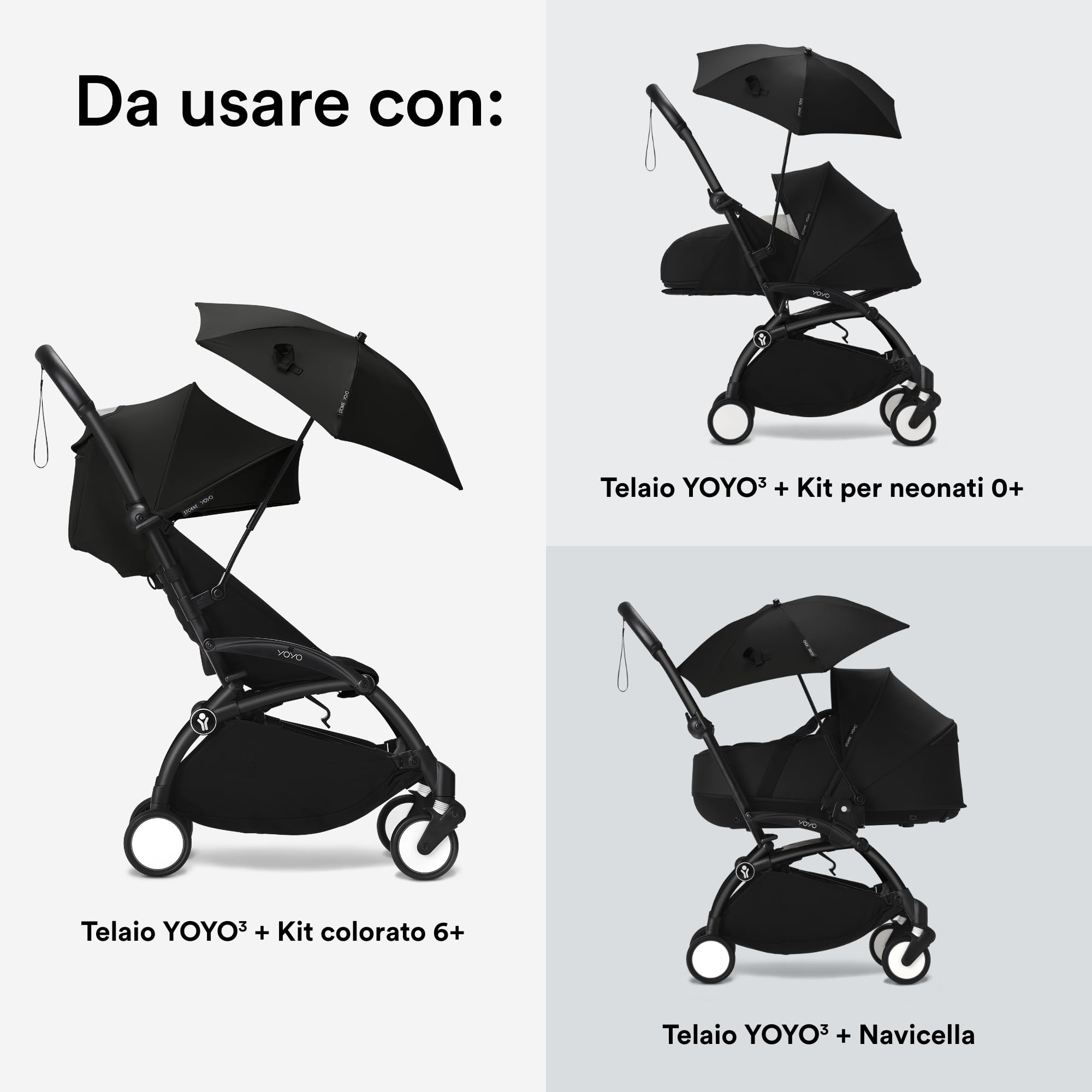 Parasole Stokke YOYO, Aqua - Protezione UPF 50+, opacità migliorata - Da utilizzare sul passeggino YOYO con 0+ Newborn Pack, Newborn Shell o 6+ Color Pack