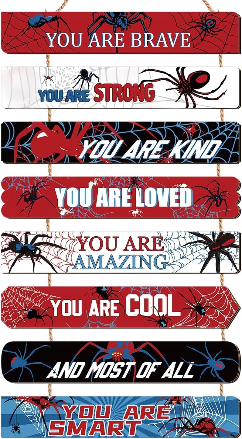 Spider Boys Room Decor Kids Motivational Wall Art for Bedroom Superhero Hanging Decorations Nursery Decor Motivational Gifts Housewarming Gifts for Boys