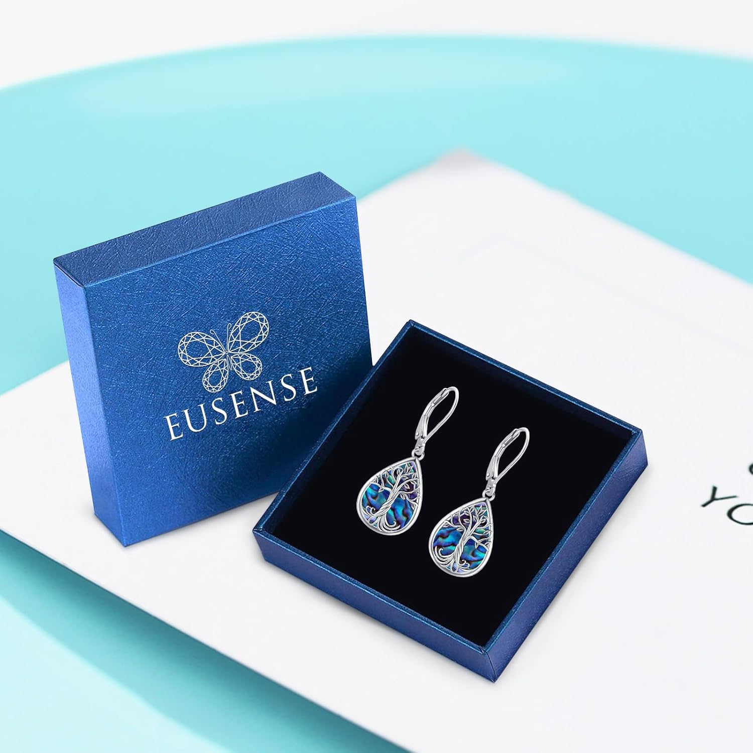 Eusense Sterling Silver Earrings for Women Moonstone/Turquoise/Abalone Shell/Tree of Life/Animals Dangle Leverback Earrings Jewelry - Image 5