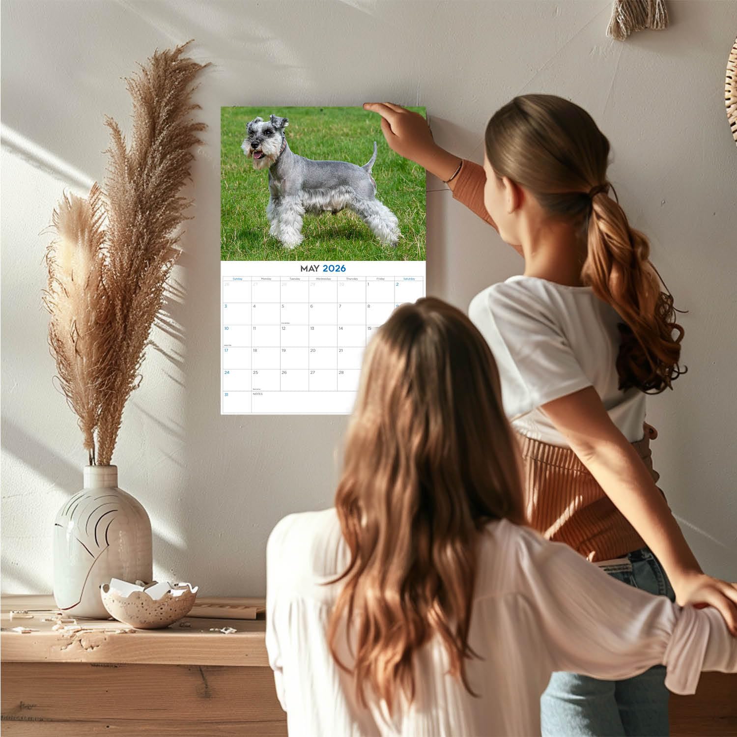 Calendario 2024 2025 Schnauzer in miniatura, calendario mensile da parete con razza di cane, 30,5 x 45,7 cm, aperto, carta spessa senza sbavature, idea regalo, calendario per insegnanti accademici,