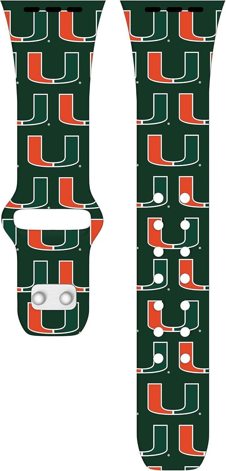 Affinity Bands Miami Hurricanes HD Combo Package Compatible with Apple Watch and AirPods Pro (38/40/41mm (42mm Series 11) Long Repeating)