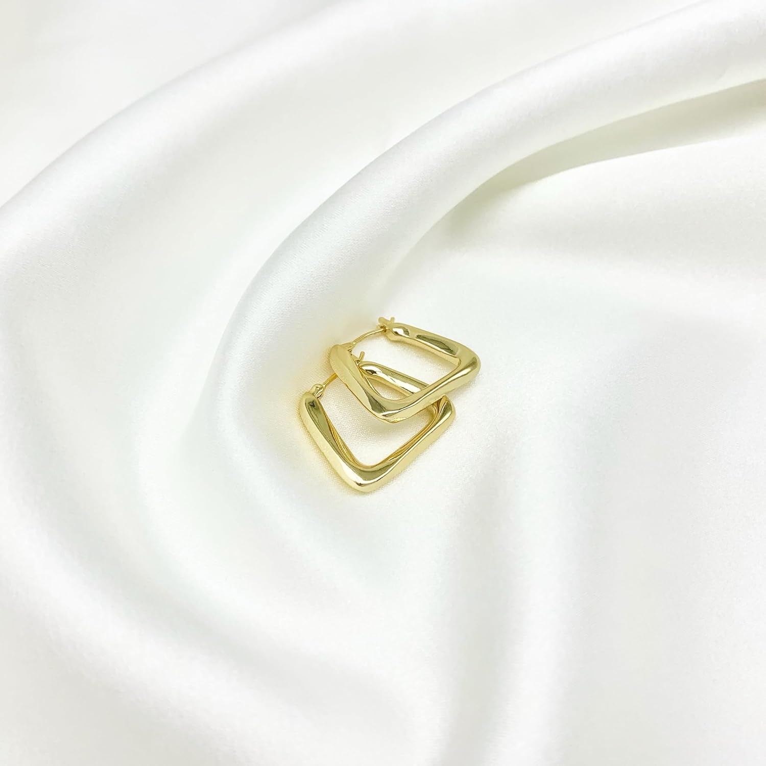Square Hoop Earrings 18K Gold Plated Square Earrings For Women - Image 5