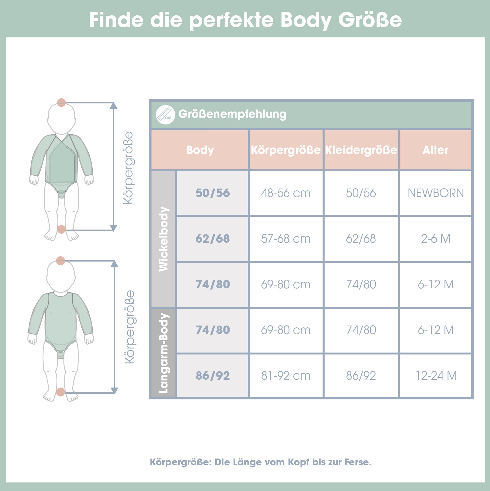 emma & noah Langarm Body für Babys, 100% Merinowolle, Atmungsaktiv & Temperaturregulierend, Mitwachsendes Design
