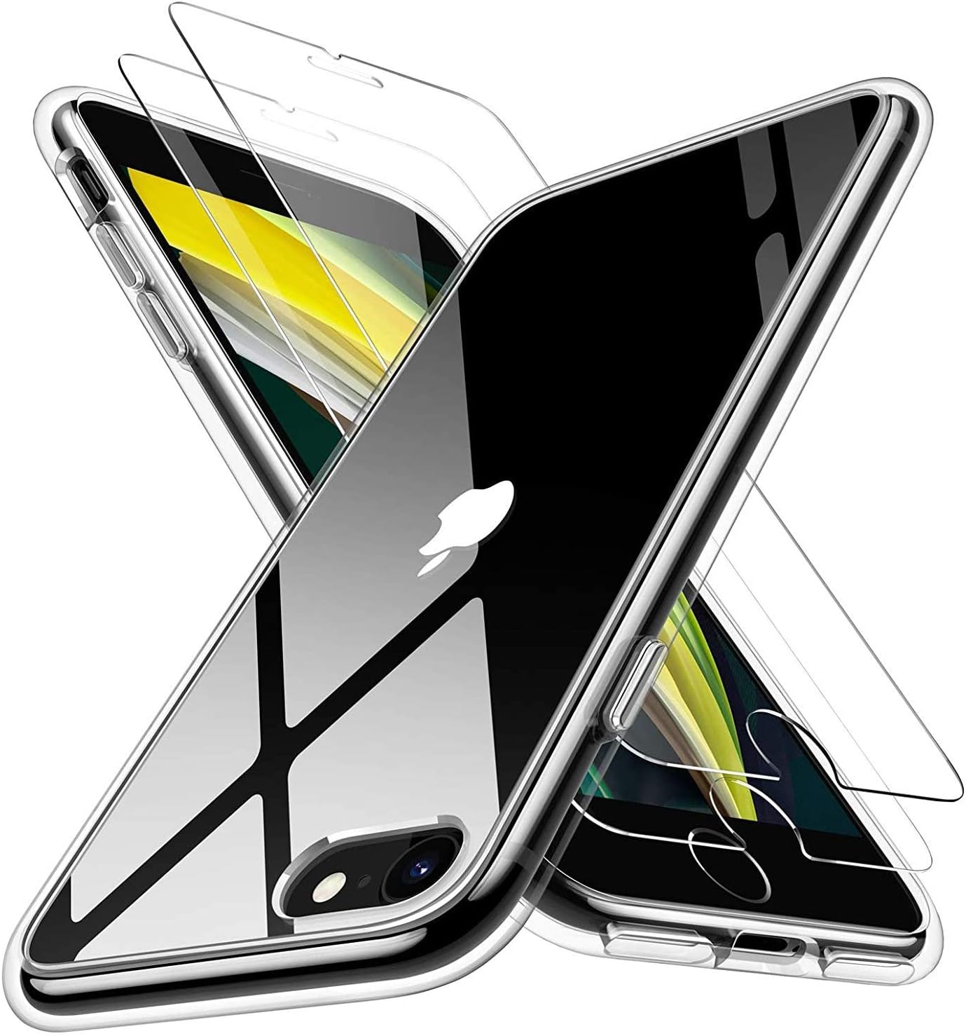 RANVOO Clear Case Designed for iPhone SE 2020/7/8, [with 2 Screen Protectors], Crystal Clear for iPhone 8 Case, iPhone 7 Case with Upgraded ShookProof Silicone Bumper for iPhone se 2020/7/8-Clear