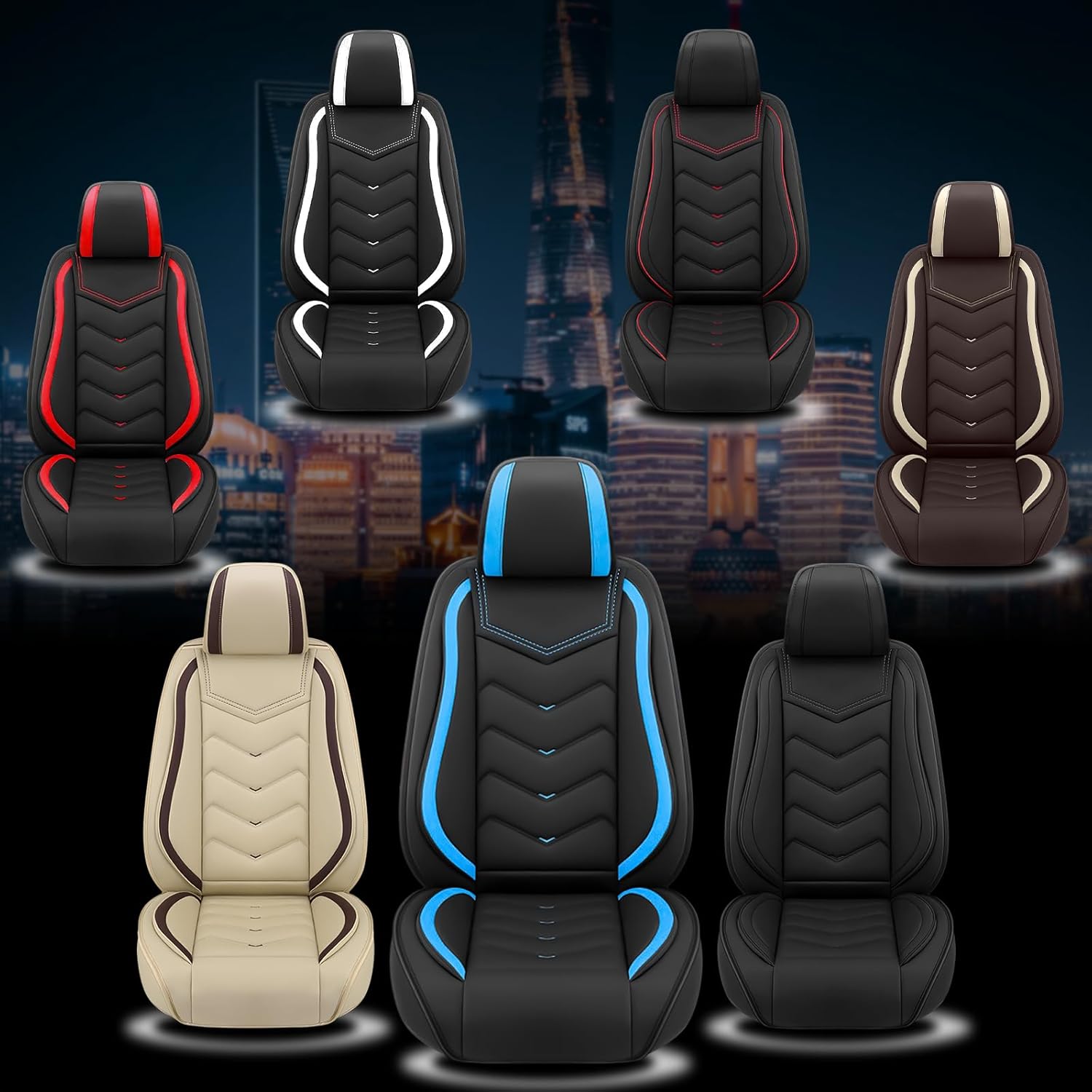 Fit for Honda CR-V 2008-2026 Seat Covers, Waterproof and Wear Resistant Sports Seat Cover, Premium Nappa Leather Car Seat Covers.(Standard 2 Seats/Black Blue)