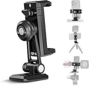 NEEWER Metal Phone Tripod Mount Adapter with Arca QR Base, Cold Shoe, 360° Swivel 180° Tilt, Phone Holder Compatible with iPhone 17 Pro Max 16 15 Samsung Galaxy S25 Ultra S24