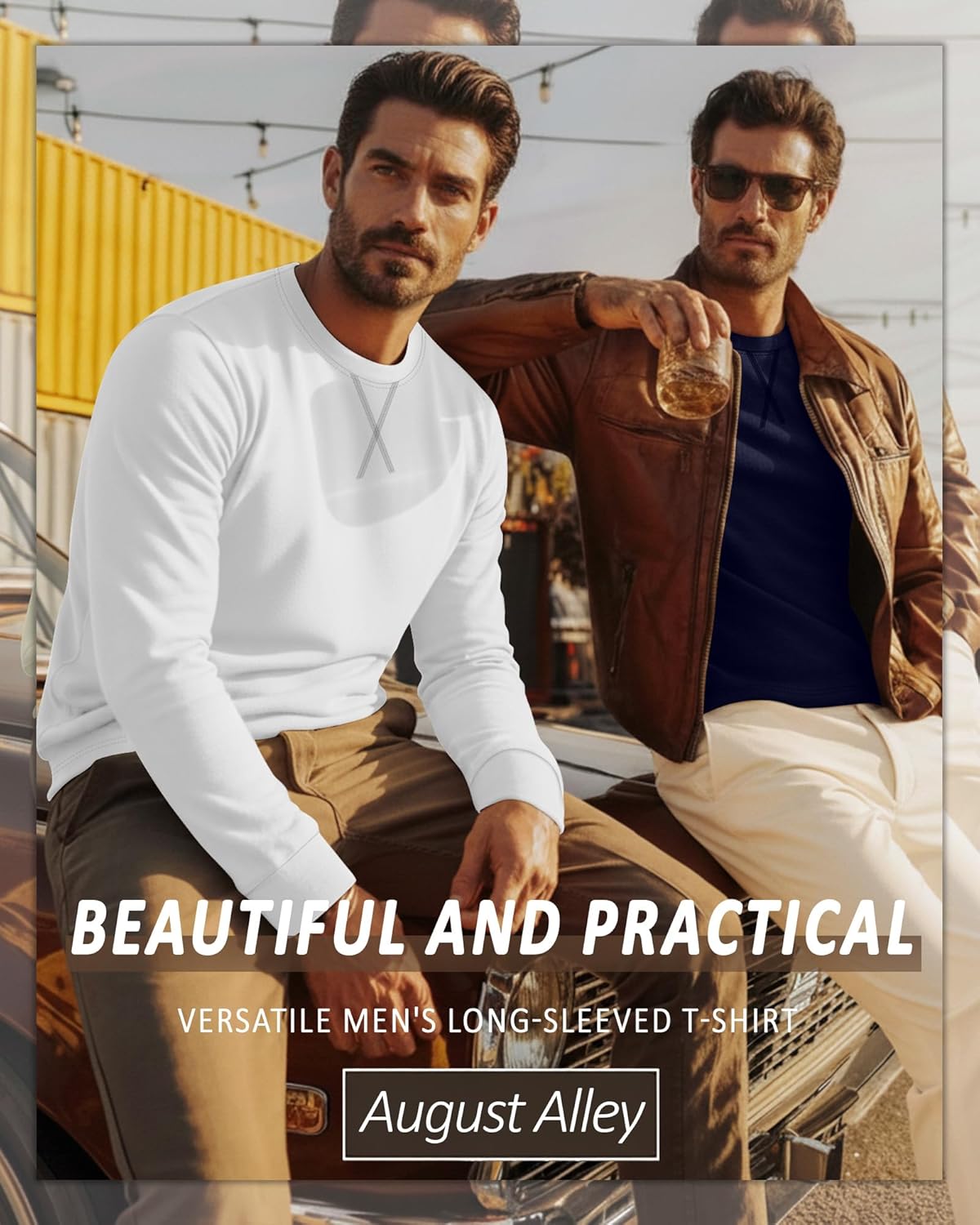 4 Pack Men's Big and Tall Shirts Fall Hipster Embroidered Long Sleeves Plain Oversize Tee Plus Size Casual Tops - Image 5