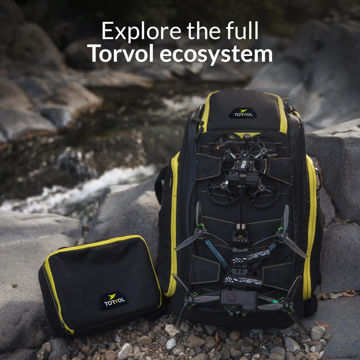 Torvol - Quad PITSTOP Backpack Pro V2, 30 l, Rucksack Drohne Fpv, Transport 4 Quads + Zubehör, Drohne dji Mini 4k, Akku dji mini 3, Laptop 15 Zoll, Schutzhülle, Schwarz & Violett