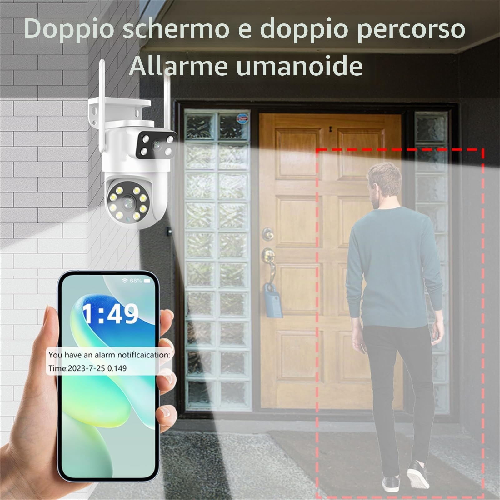 Telecamera IP Tuya PTZ WIFI a doppia lente 2K 4MP, telecamera di sicurezza per visione notturna con tracciamento automatico, sorveglianza audio e video a 2 vie,4mp