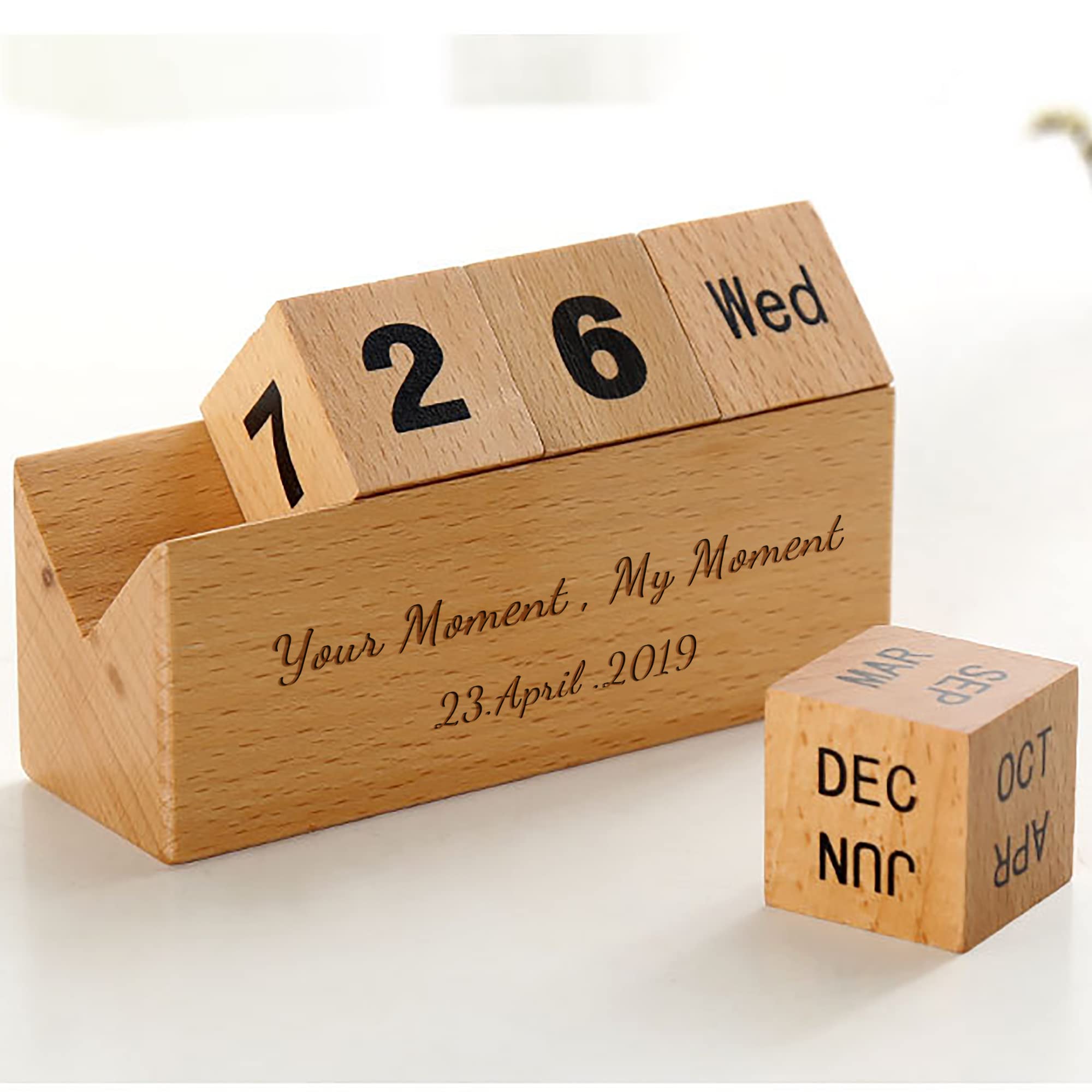 Amazon.com: Personalized Wooden Perpetual Calendar Blocks Custom Engraved  Perpetual Desk Calendar Inspirational Wooden Sign for Birthdays Anniversary  Home Office Decoration : Office Products