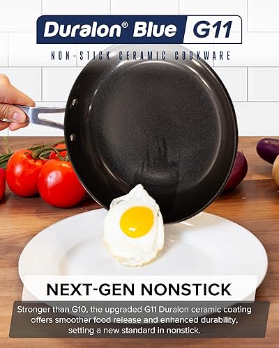 Miniatura 8 de Nuwave Healthy G11 - Juego de ollas y sartenes antiadherentes, dureza 9H casi diamante resistente a los arañazos, funciona en todas las estufas, sin