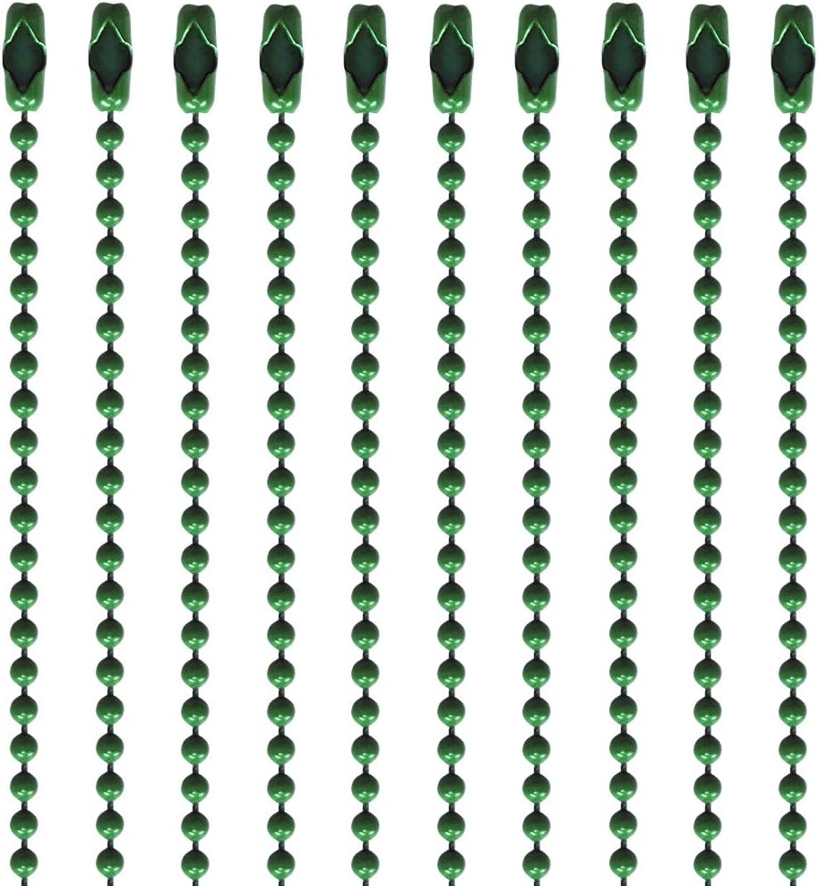 30 Inch Green Coated #3 Ball Chain Necklaces 10 Count
