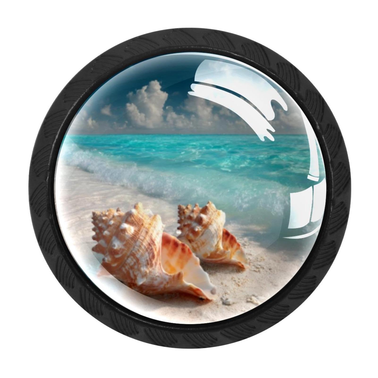 CHENZZZZ 4 Pack Conch Sea Shells Beach Sky (2) Drawer Knob Cabinet Hardware