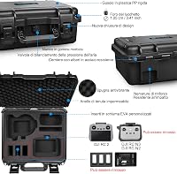 Carcasă rigidă impermeabilă LEKUFEE pentru DJI Fly More Combo, compatibilă cu DJI RC 2, RC N3 și RC N2, 8 baterii, hub de încărcare și accesorii, doar geanta 3