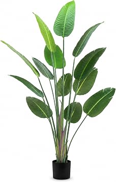 6 ft Artificial Bird of Paradise Plant, 13-Leaf Faux Tree in Pot