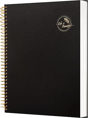 Cuaderno de espiral de tapa dura de 8.5 x 11 pulgadas, cuaderno de espiral grande de 3 materias universitarias, cuadernos de 210 páginas con