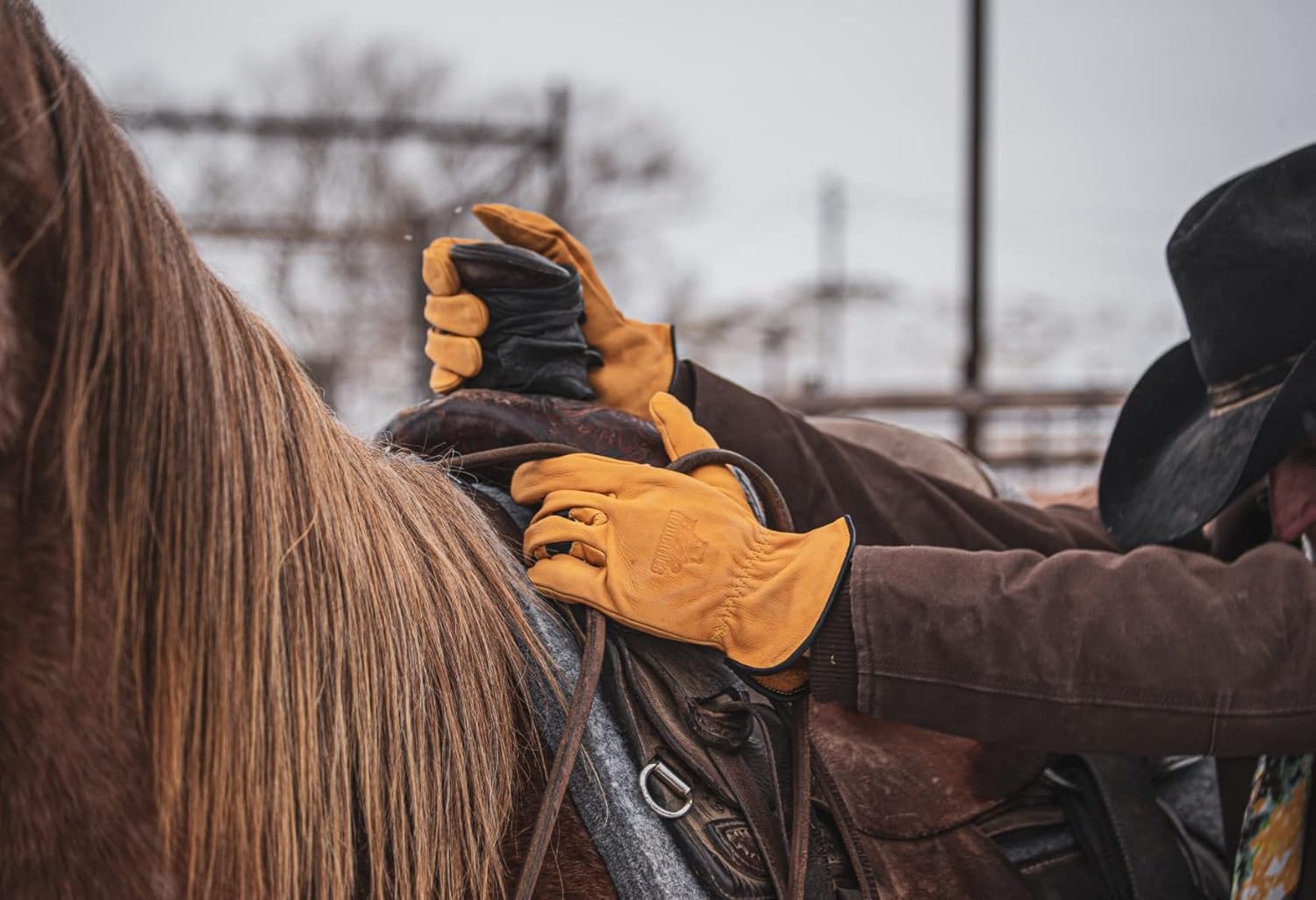 Bear Knuckles Regular Duty Cowhide Leather Work Gloves | Patented Pre-Curved Finger Design