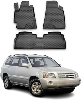 Floor Mats for Toyota Highlander 2001-2007 Car Mats All Weather 3D Custom Fit Rubber Mat Waterproof Odorless TPE Floor Liners Laser Measured Non-Slip (Black)