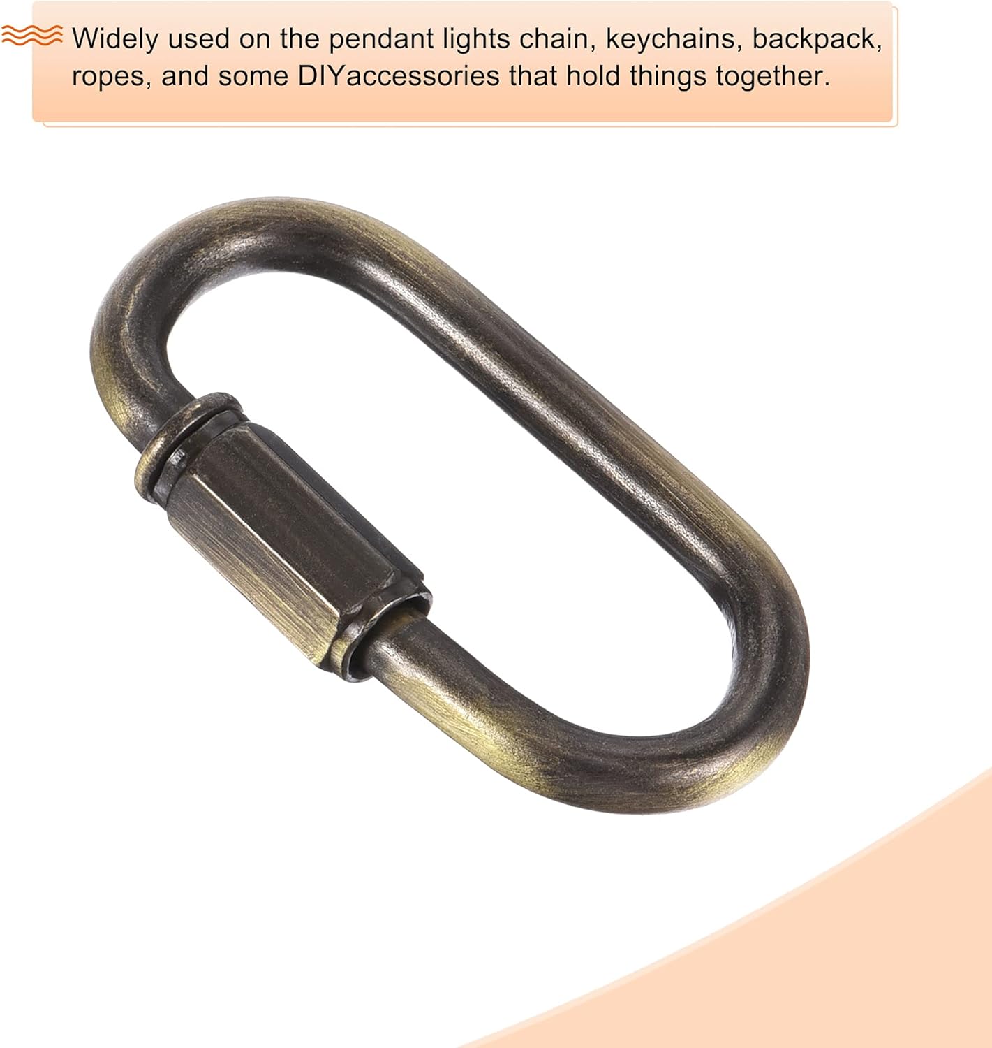 MECCANIXITY Chain Connector, 5mm Thick Quick Link Screw Lock Oval Clips for Chandelier Pendant Lights Bronze Pack of 6