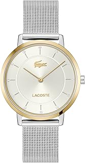 Lacoste Crocorigin Women's 2H Quartz Watch – 35mm Slim Case, Crystal Sunray Dial, Mesh Bracelet, Elegant and Versatile - Gift for Her
