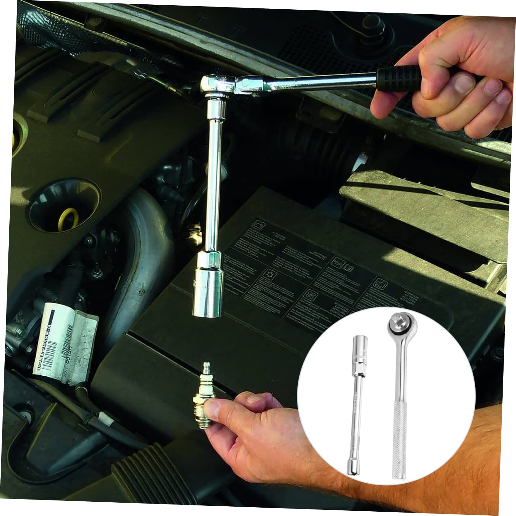 Anneome Set 3 Pezzi Bussole per Candele Auto in Acciaio al Carbonio Manico Rigato e Asta di Estensione