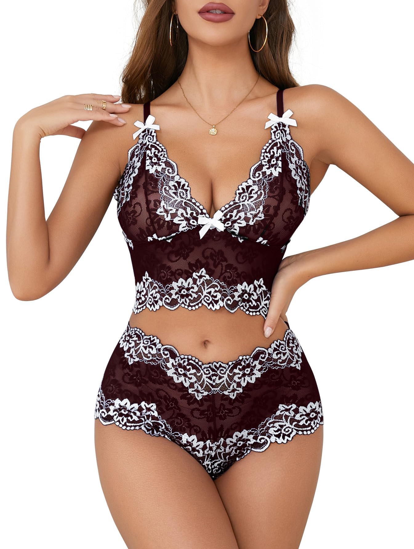 Lilosy Sexy Lingerie Set 2 Piece Women Pajamas Bra and Panty 3XS-5XL