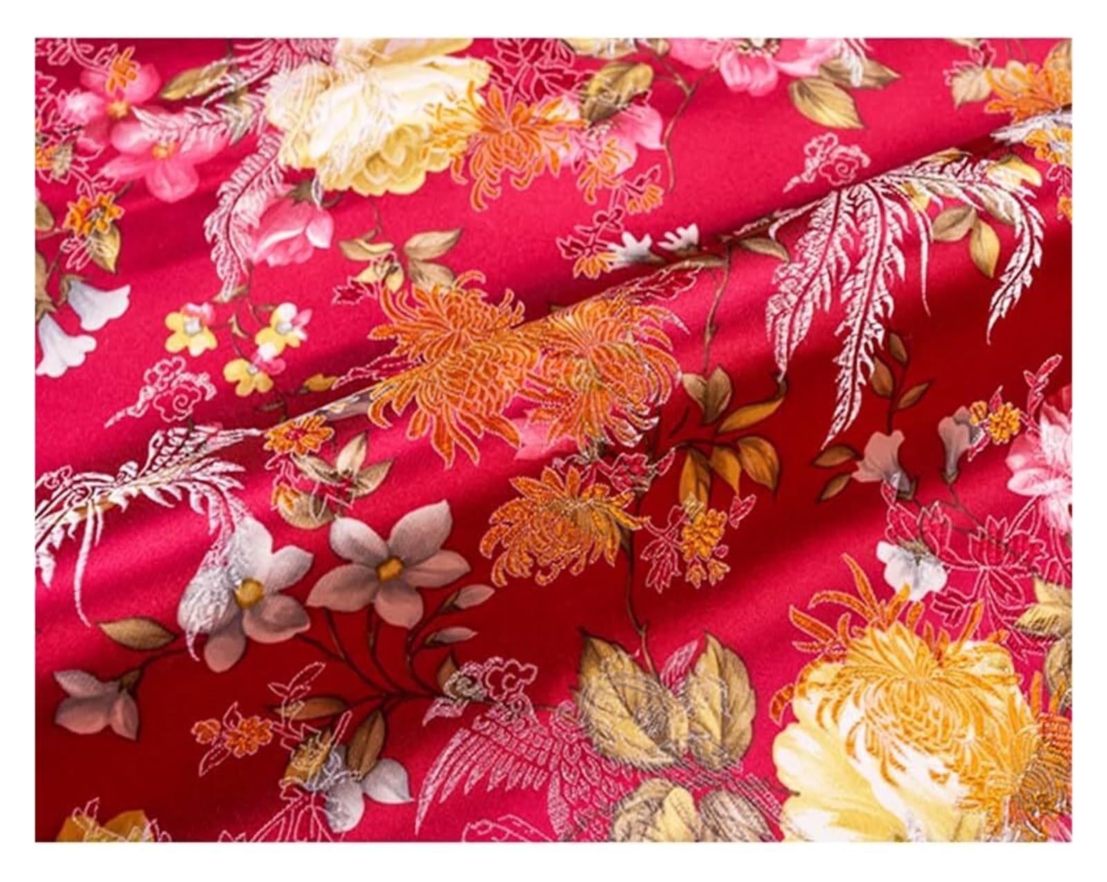 Brokat-Jacquard-Satinstoff, mehrfarbig, 75 cm x 50 cm(Rosy Red)