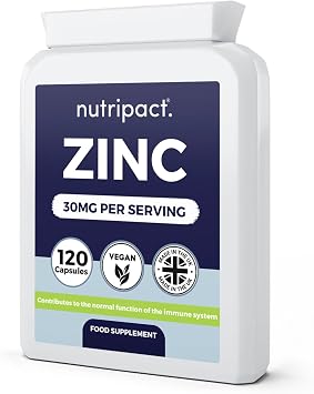 Zinc Supplement High Strength Zinc Citrate Capsules - 30mg Elemental Zinc 300% NRV per serving - 120 Vegan Capsules - UK Made