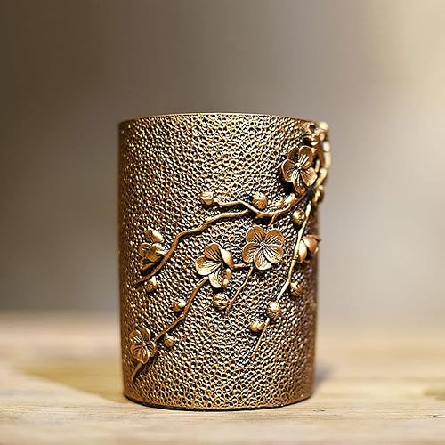 Miniatura 4 de SHUTING2020 Escultura de estatua de feng shui chino, soporte creativo para bolígrafo, flor de ciruelo de resina, hecho a mano, soporte para