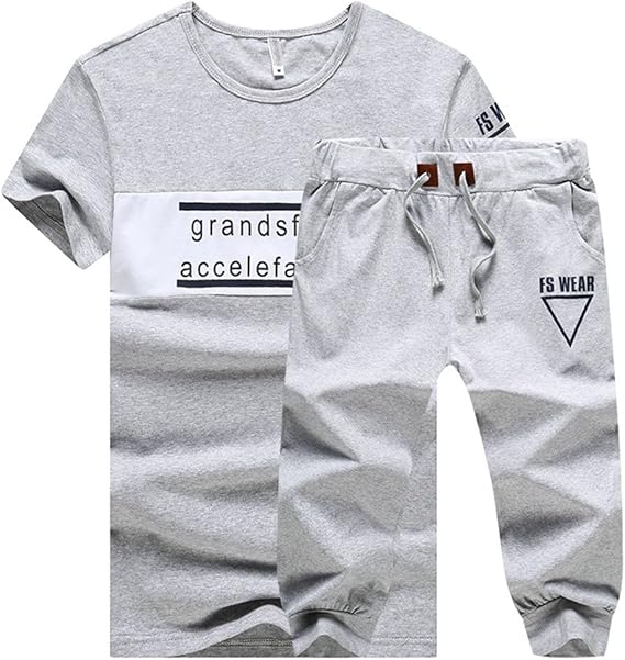 Amazon Co Jp Angelo セットアップ メンズ 夏 スエット 上下 スポーツウェア 半袖上下セット 半袖tシャツ クロップドパンツ ペアルック トレーナー 綿 スポーツ 英字プリント 運動風 夏物 大きいサイズ おしゃれ ファッション