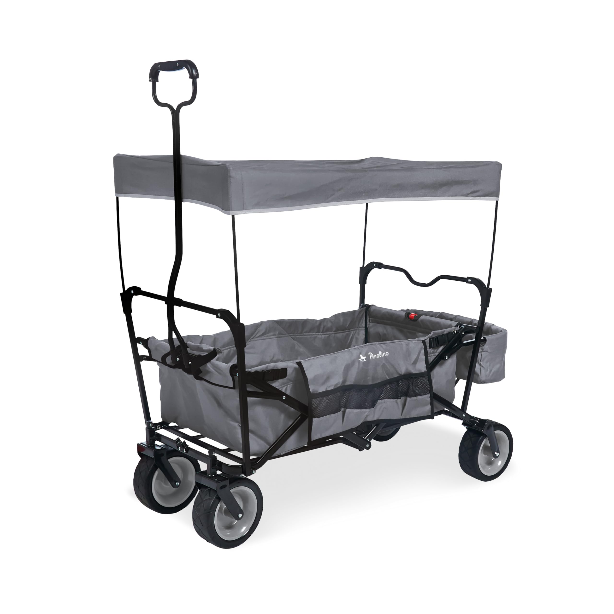 Pinolino Paxi - Carrello pieghevole pieghevole con tettuccio parasole, borsa posteriore e borsa per il trasporto, pneumatici in poliuretano, capacità di carico 70 kg, colore: Grigio