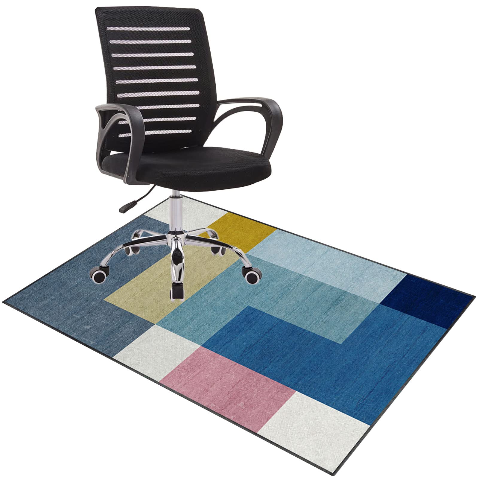 EYZO Office Chair Mat for Hardwood and Carpeted Floors - Desk, Computer, Gaming Chair Protector - Anti-Skidding Home Office Floor Mat 90 × 120 cm