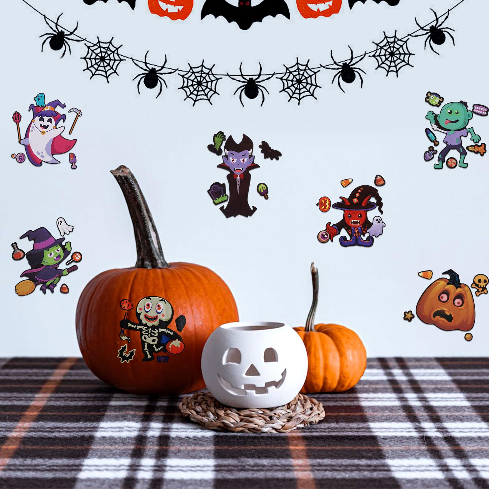 Autocollants Halloween, 24 Feuilles Autocollantes Halloween DIY, Ghost