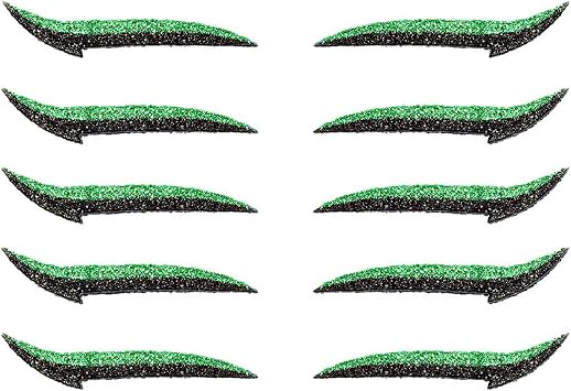Glitter Eyeliner Stickers, 5 Pairs Reusable Glitter Eyeliner Stickers Adhesive Eyeliner Stickers, Waterproof Self Adhesive Eyeliner Stickers for Weddings Dance Parties,Green