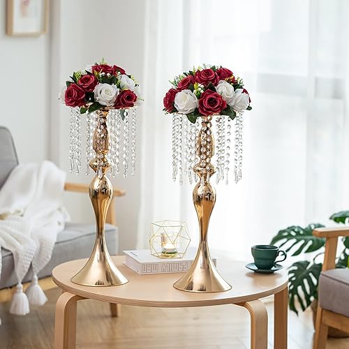 Miniatura 8 de Centros de mesa de flores para mesas de boda decoraciones de mesa de boda, bolas de flores burdeos y blancas centros de mesa para compromiso,