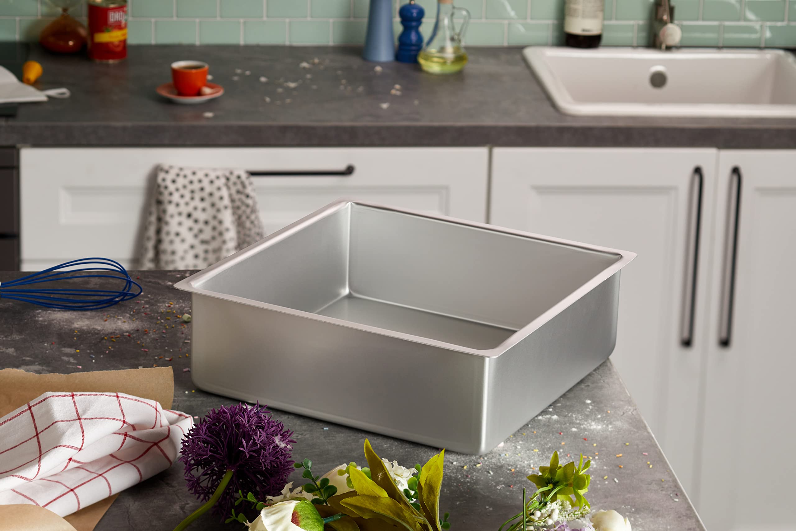 PME Quadratische Backform aus eloxiertem Aluminium, 305 x 305 x 102 mm, 30 x 30 x 10 cm SQR124 Silber