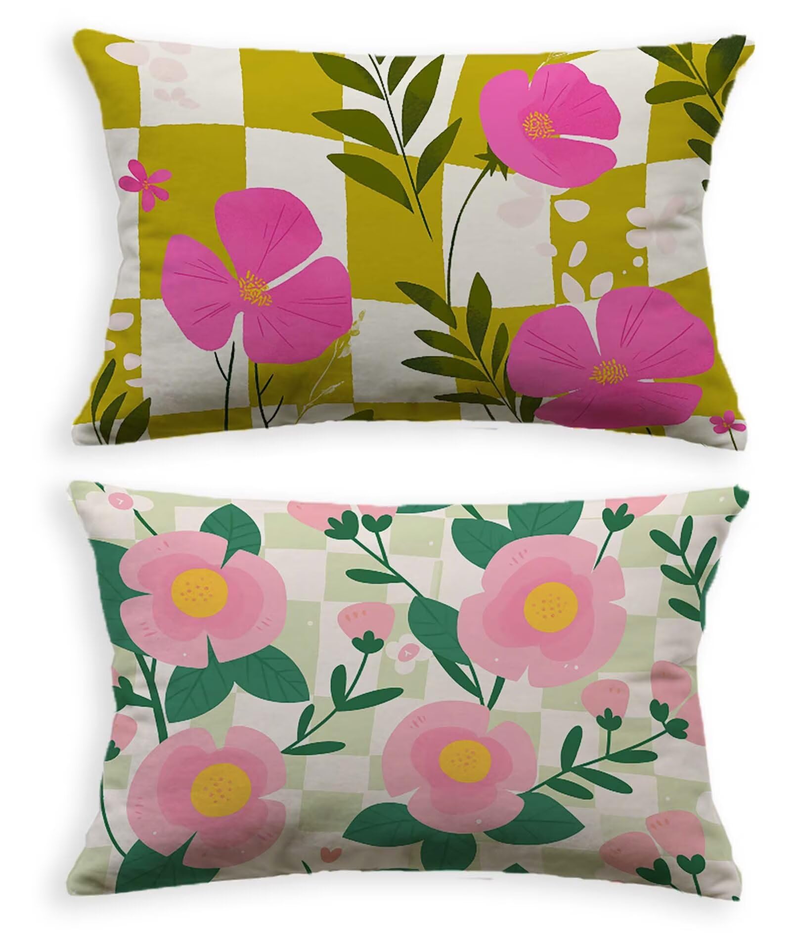 Housse de coussin 40x80 cm en velours avec motif fleur pour décoration canapé et chambre (Lot de 2)