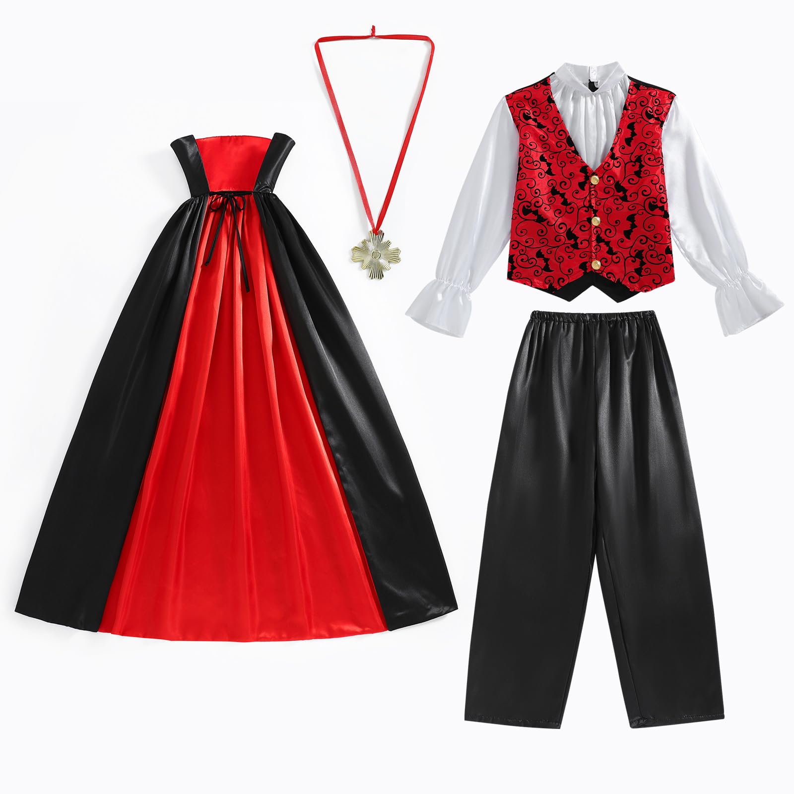 Momkonzz Vampire Costume for Boys Halloween Costumes with Deluxe Cloak Dress Up Party Cosplay for Kids 9-12 Years - Image 2
